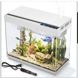 Betta Fish Tank 2.4 Gallon Aquarium Kit with Heater Filter LED Lights Temperature Display
