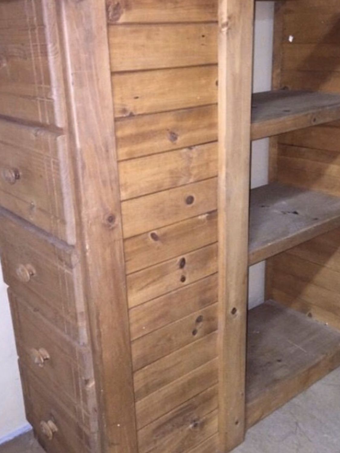 5 drawer Chest of drawers with Shelves Solid Wood DUSTY from Storage.