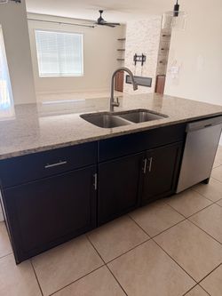 Kitchen Island with Granite Countertop and Sink