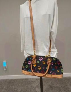 Black Paw Print Dome Satchel Handbag