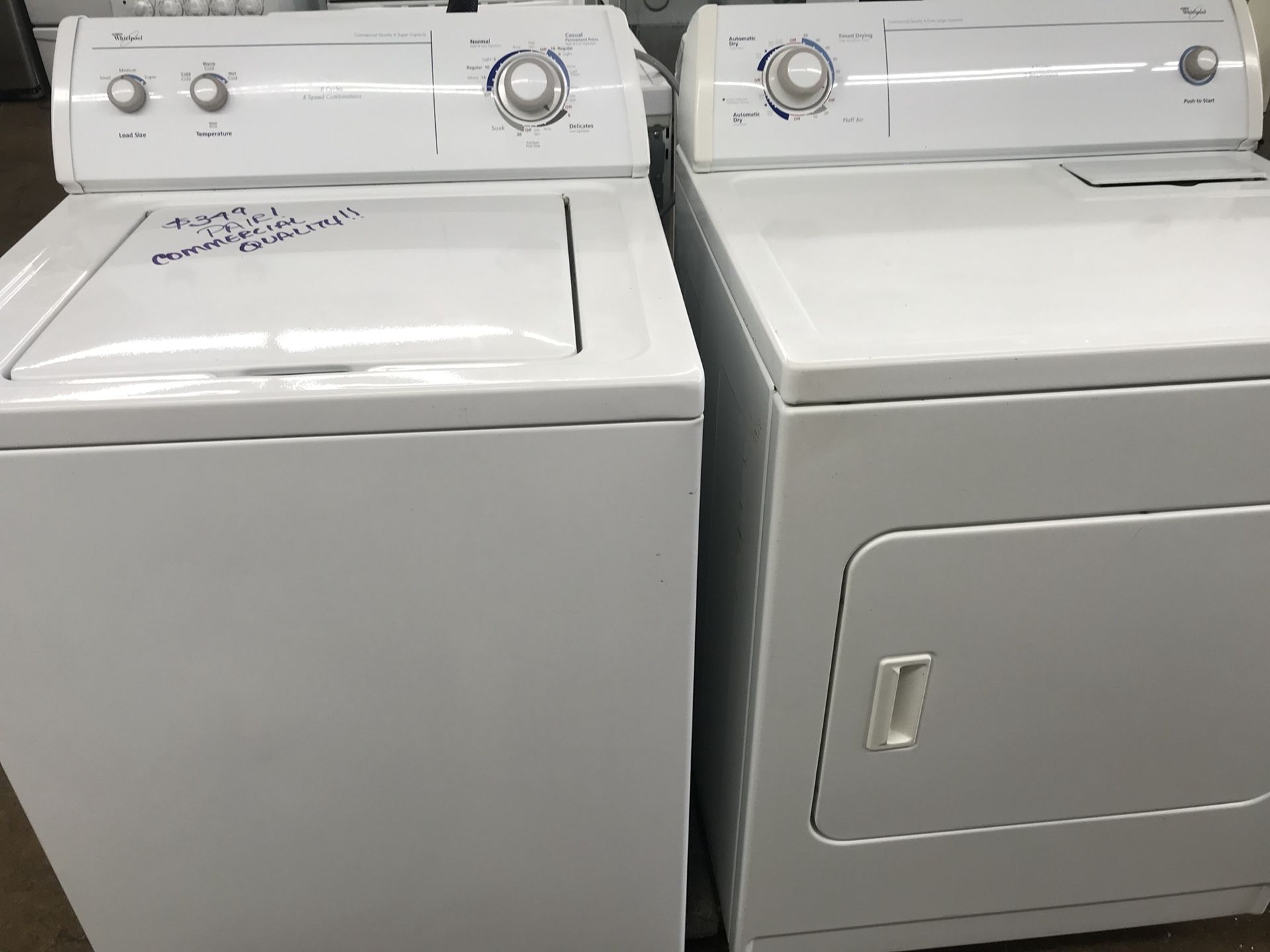 Whirlpool Commercial Quality Washing Machine & Electric Dryer! 19 Options! Extra Large Capacity! Guaranteed! Delivery Available