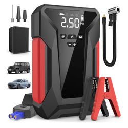 Jump Starter with Air Compressor, 3000A Car Battery Jumper Starter Portable (8L Gas/6L Diesel),12V Jump Box Car Battery Jump Starter with Tire Inflato