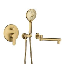 Bathtub, Brush Gold, Shower Set