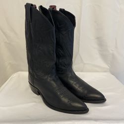 Vintage Justin Men’s Black Leather Western Pointed Toe Cowboy Boots 9