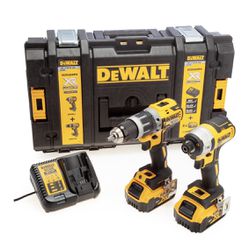 NEW DEWALT 20V Max Brushless Combo Drill DCD777 + DCF787 Impact + 2 Batteries, Charger, Toughsystem Case