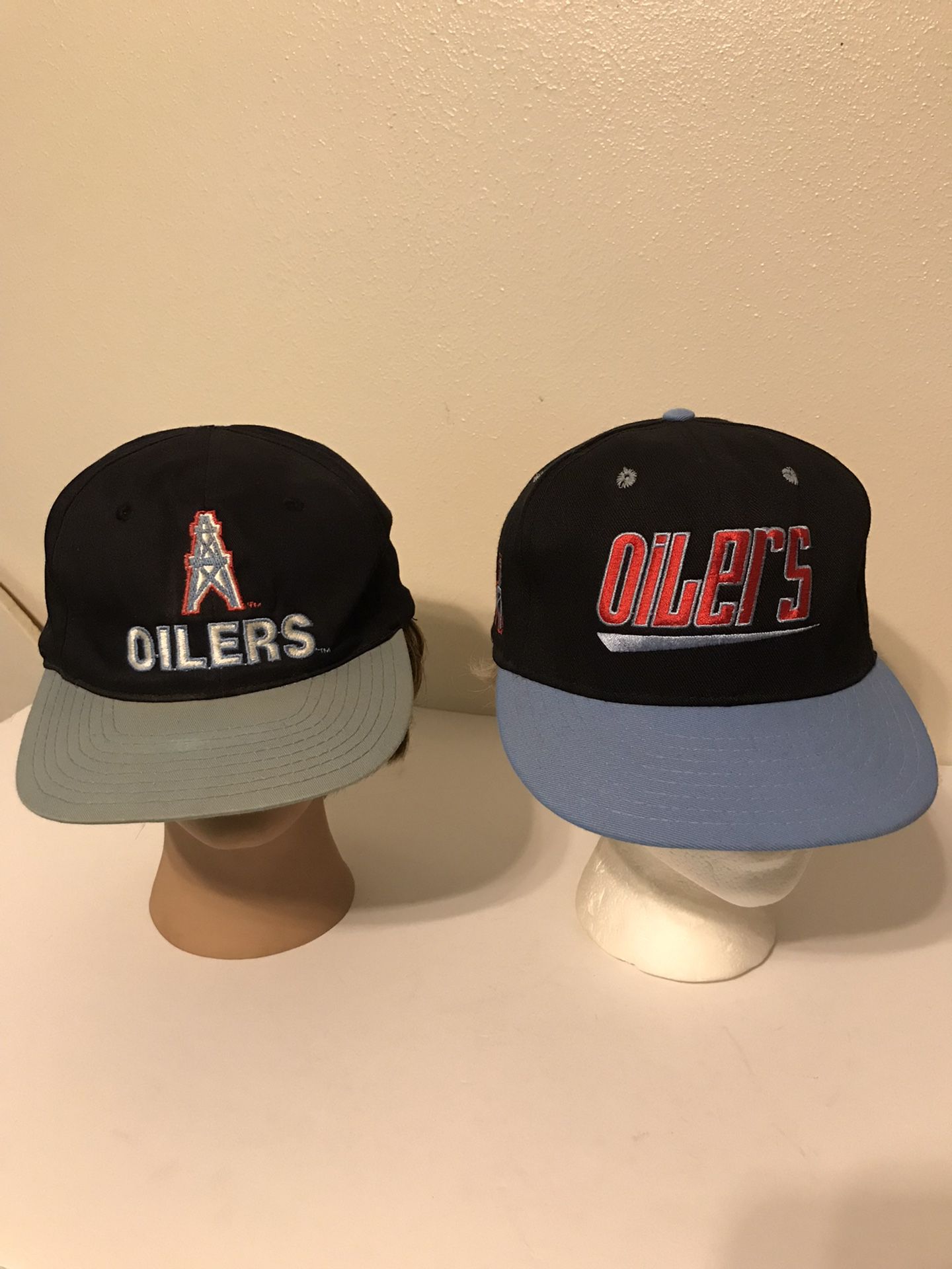 Two Vintage Houston Oilers SnapBack Style Adjustable Hats Both Team NFL