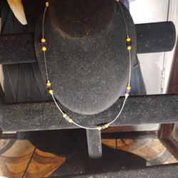 Handmade Necklace (Colors: Gold & Purple)