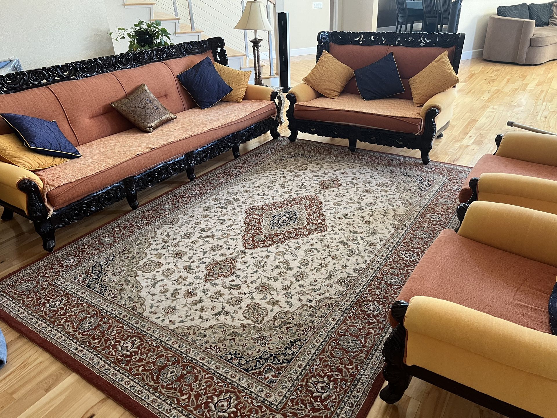 Hand Made Indian Teak Sofa Set Five Pieces