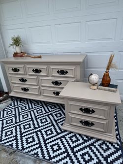 Beautiful solid wood Link Taylor dresser and nightstand.