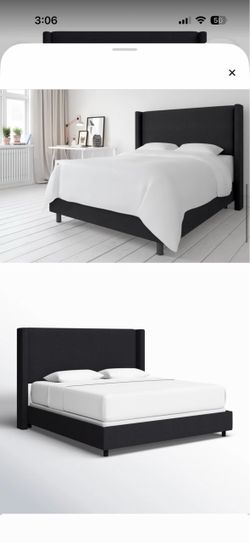 Black Bedroom Set: Wingback Bed Frame, 2 Nightstands, and 4-Drawer Chest