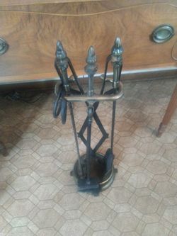 vintage fireplace tool set 
