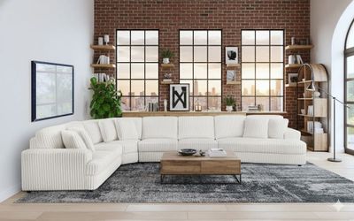 IVORY BRAND NEW LARGE CORDUROY SECTIONAL SAME DAY DELIVERY 
