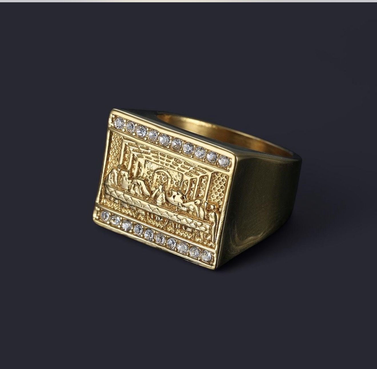 Gold Plated the last Supper Ring Size 7