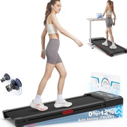 NEW! Walking Pad Treadmill with 12% Auto Incline, 450 lbs Capacity & RGB LED