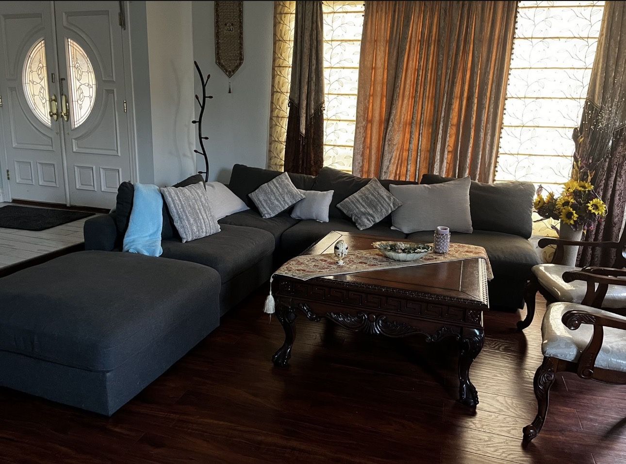 Serene Modular Sectional Ottoman Sofa Couch Charcoal Grey