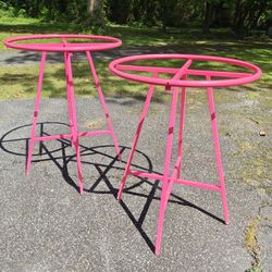 Bright Pink Heavy Metal 3' Round 4' Tall Foldable Clothing Racks