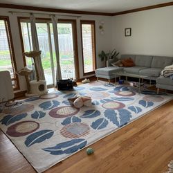 Huge 10x14 Ruggable Area Rug - Modern Floral Design w/ Plush Pad