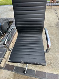 Black Leather Office Chair with Chrome Arms