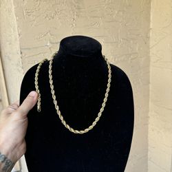 7mm Rope Chain And Bracelet Gold Plated