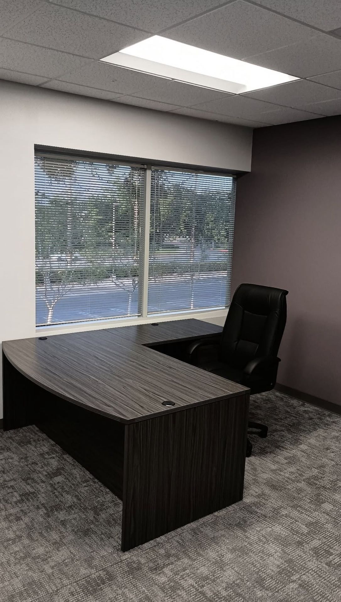 Desk Executive L Shape Bow Front Desk, Napa Office Star Series, Slate Grey, White, Espresso