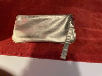 Silver Leather Clutch Bag