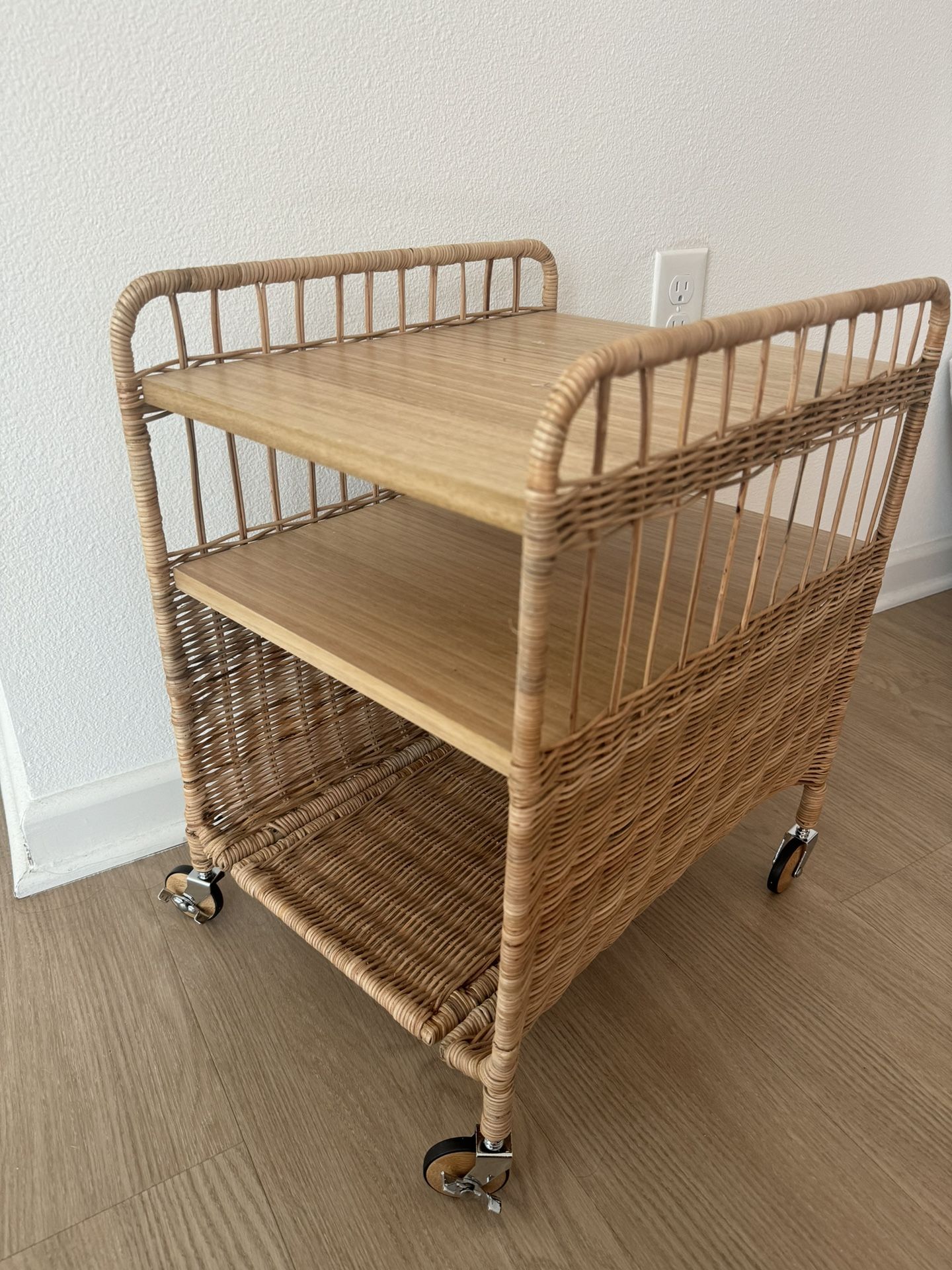 Rattan Multipurpose Storage Cart/ Trolley. Storage unit on casters FRYKSAS