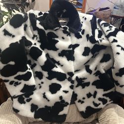 Plush Cow Print Jacket Size Large