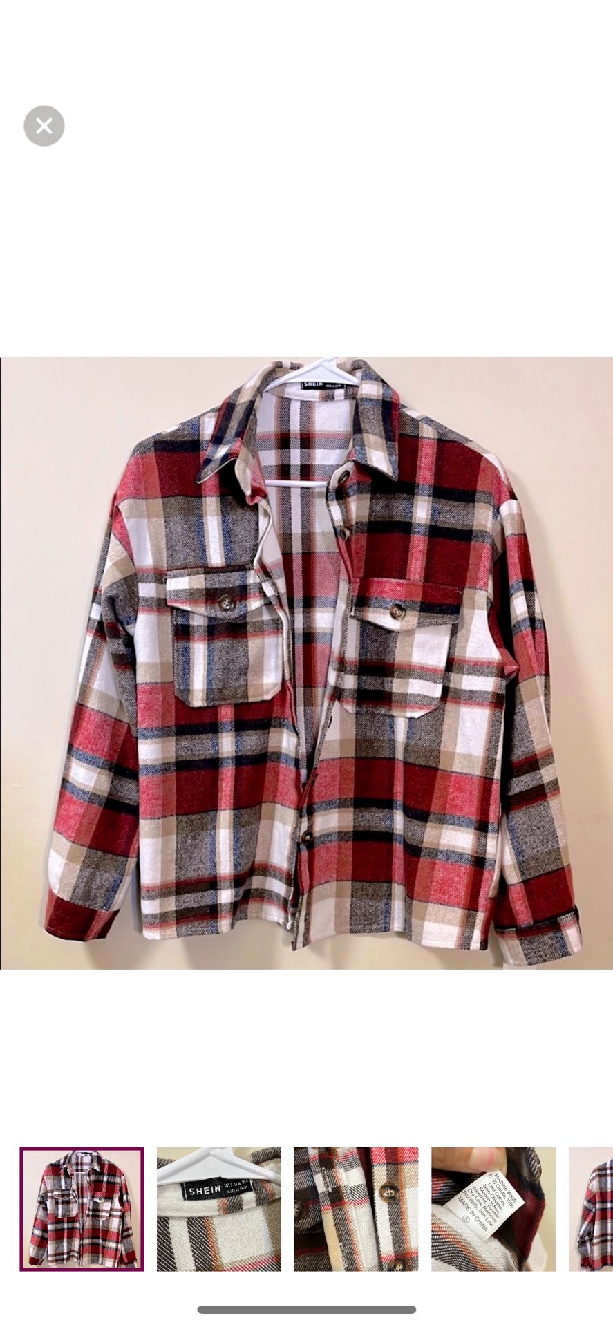 MC SHEIN Plaid Button-Up Jacket / Shacket Size 4