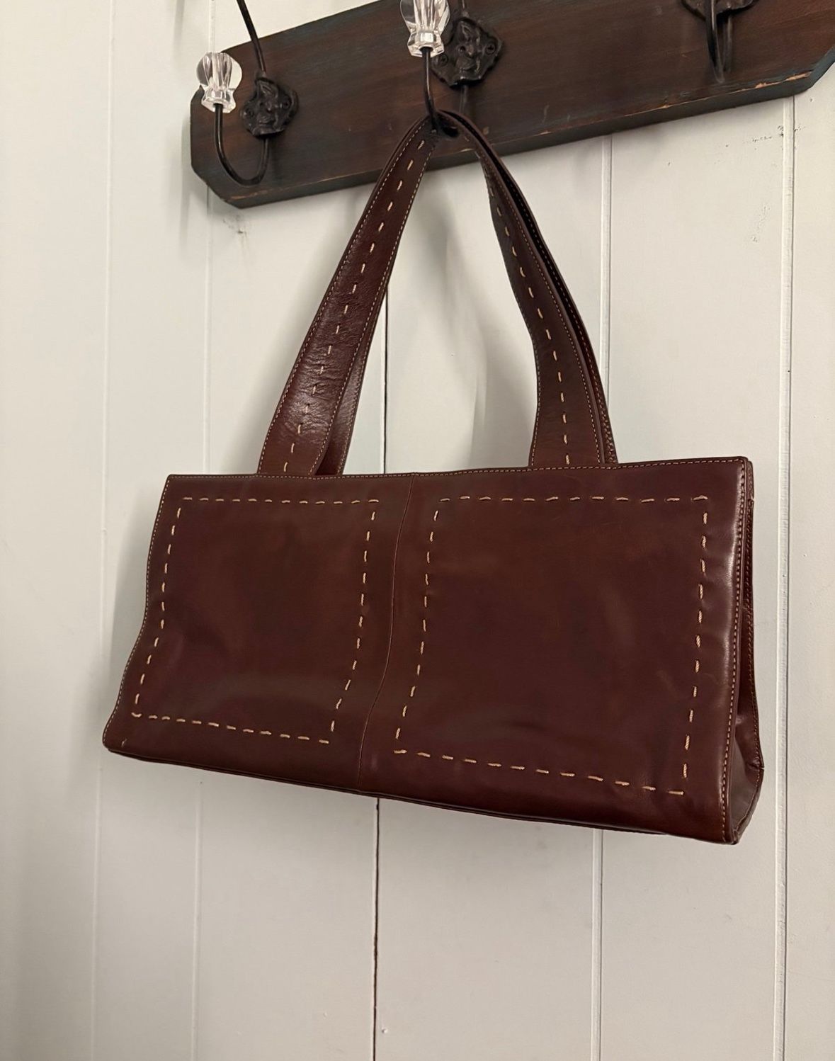 Maxx NY Brown Leather Shoulder Bag