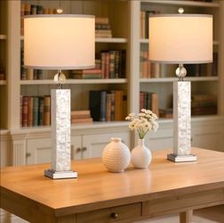 33" Table Lamps Tall Seashell Coastal Bedside Living Room