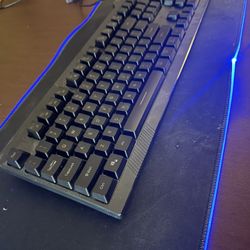 CyberPower Black Keyboard with Large LED Mousepad