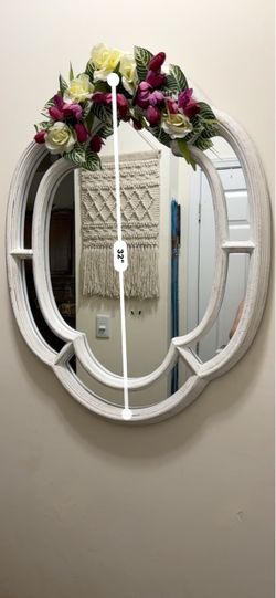 White Ornate Wall Mirror 32 Inch