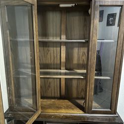 Vintage China Cabinet Hutch With Functioning Light 