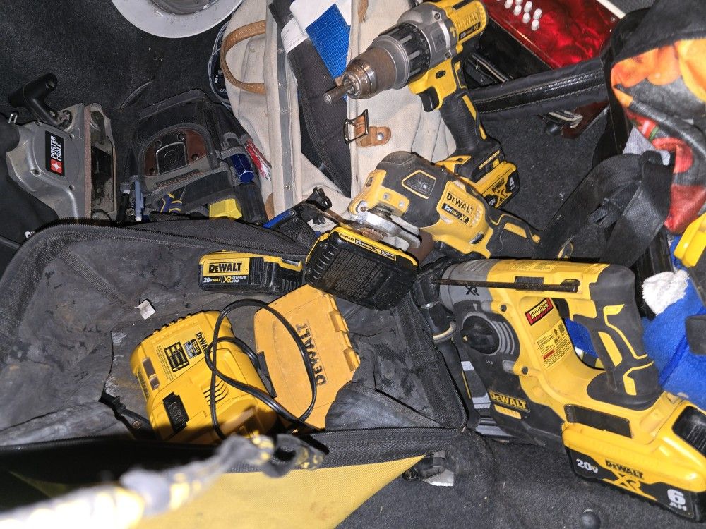 Dewalt Drill , Saw Pole, Vacuum, Multitool, Hammer Drill, Charger And Extra Batteries