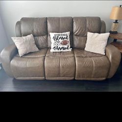 Brown Leather Auto Reclining Couch