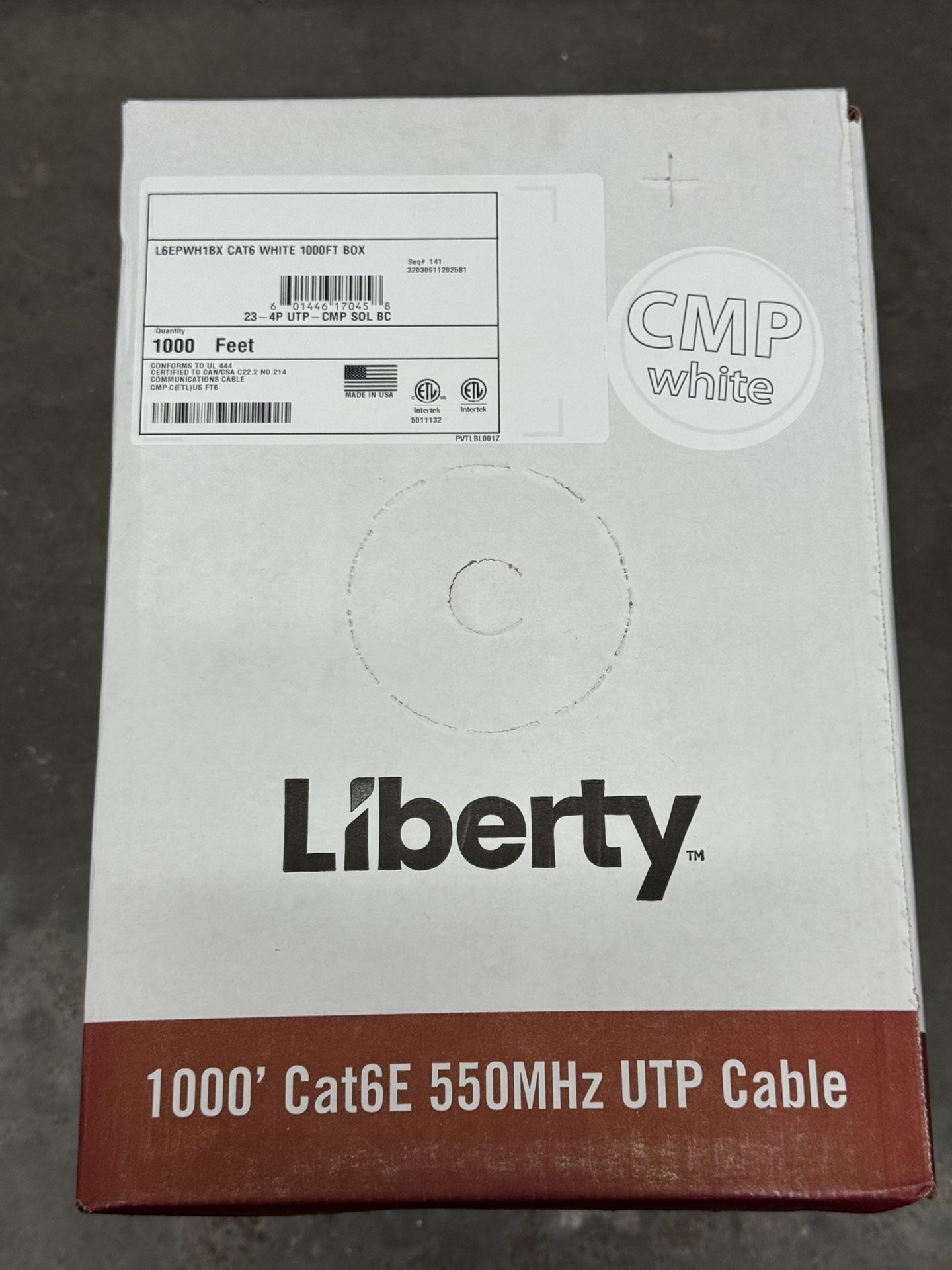 Brand New Sealed CAT6 Plenum Cable 1000ft Boxes