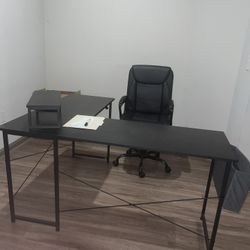 Modern Black L-Shaped Desk w/ Storage