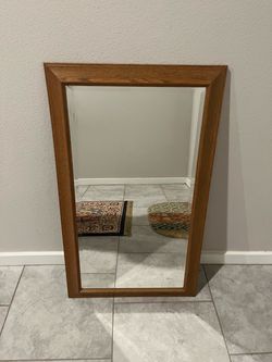 Vintage Classic Walnut Brown Wooden Framed Rectangular Wall Mirror, 34"x20"