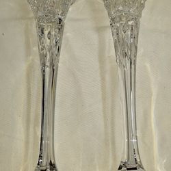 Set Of Two Crystal Candlesticks 8 Inches Tall L5V010