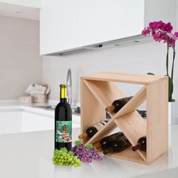 Wine Rack, 24 Bottle Wine Rack Solid Wood Stackabl, Vintage Design W/ Cross Panels, NEW
