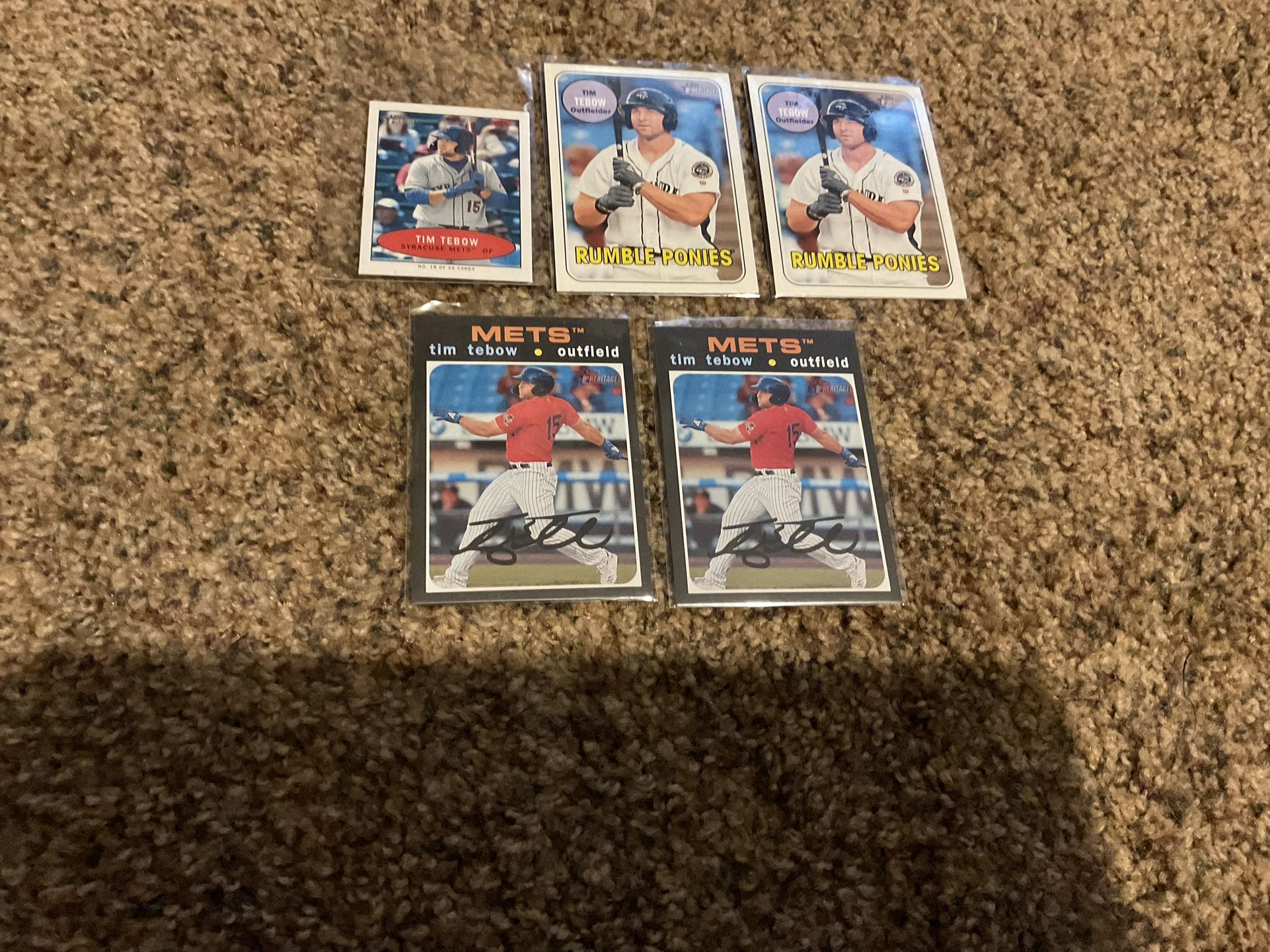 5 Tim Tebow Minor League Baseball Rookie Cards Former Heisman Trophy Winner