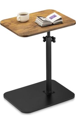 Adjustable Height Side Table Rustic Brown