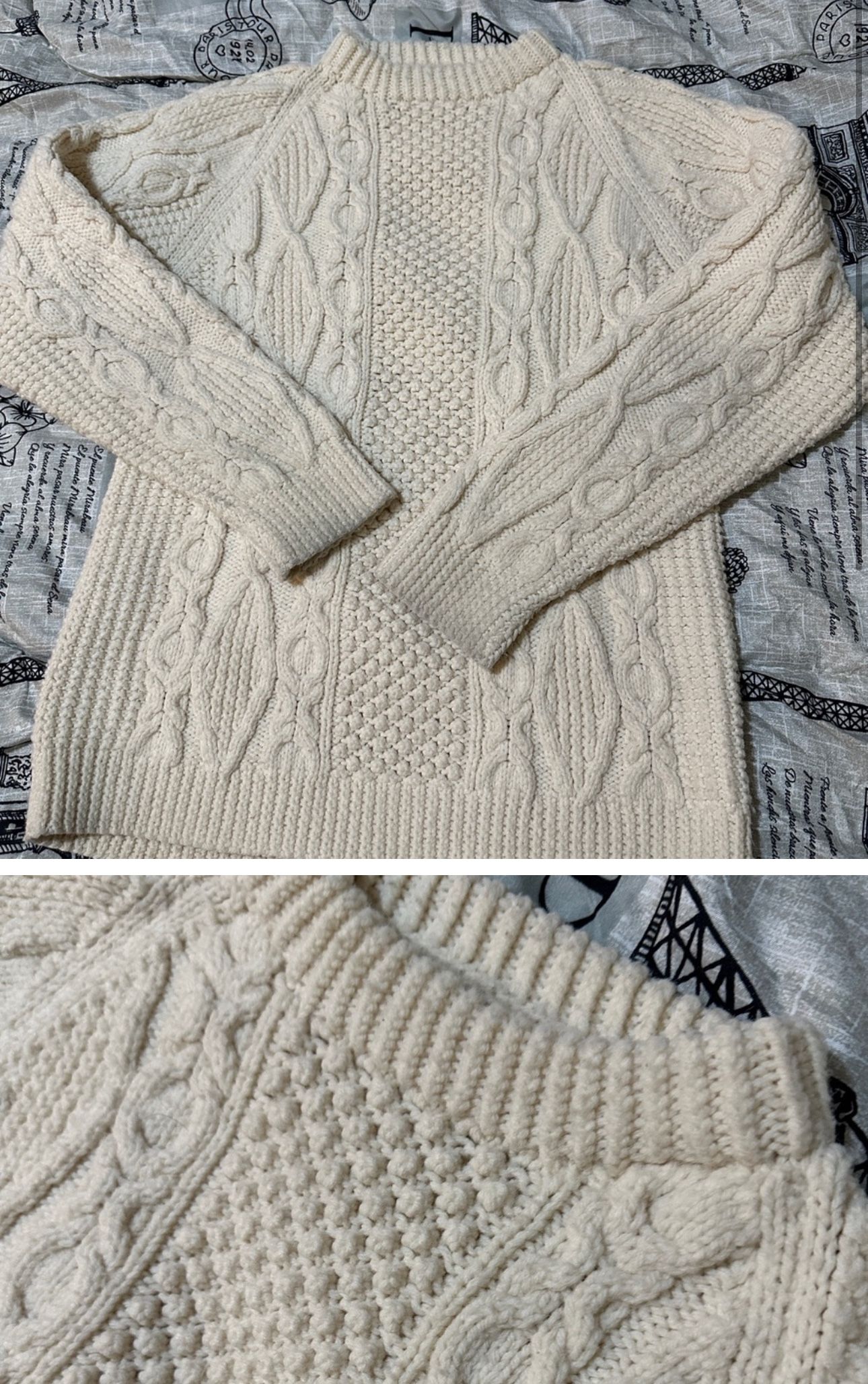 Thick Wool Cable Knit Men’s Sweater Size M