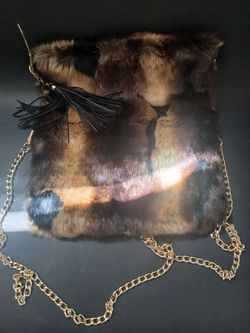 Brand New Animal Print Faux Bag with Gold Chain Strap