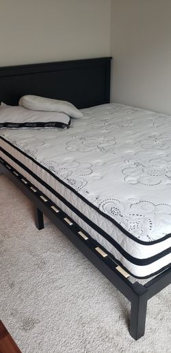 Queen size frame bed with mattress