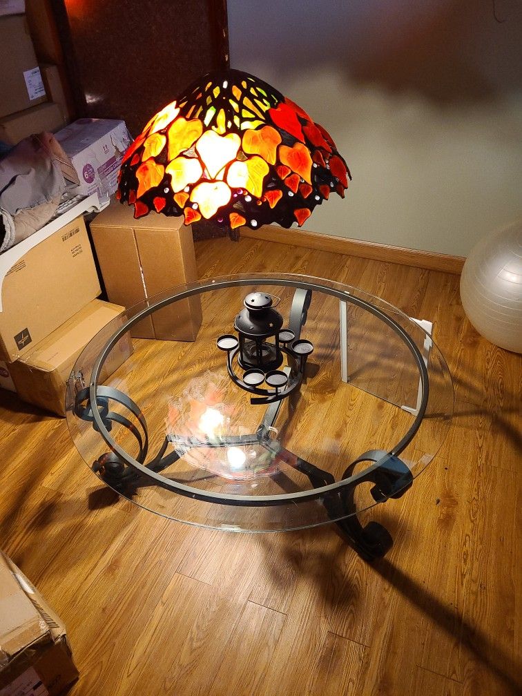 Tiffany Lamp And Sexy Iron Coffee Table