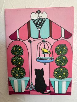 Original Painting on Canvas. Really to hang. Coral Gables.8”x 6”