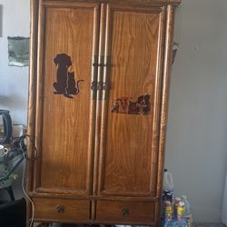 Antique Cabinet With Shelves and Couple Drawers 