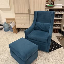 West Elm Velvet Chair Slider Rocker And ottoman 