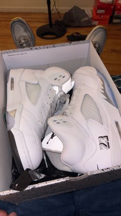 Air Jordan 5 white metallic silver